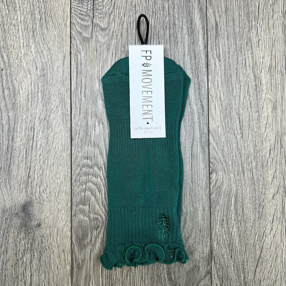 Free People Movement Ruffle Sport Socks Green Ankle Lucky Honey